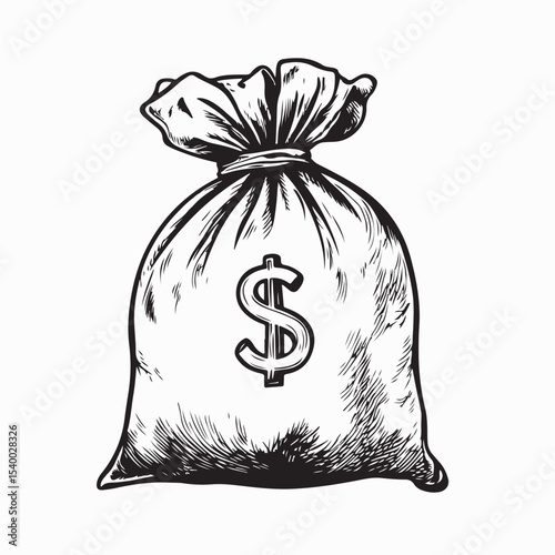 Money Bag With Dollar Sign Image Vector Isolated on white background.