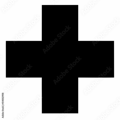 Medical cross vector black silhouette on white background