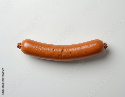 Delicious sausage resting on a clean surface, showcasing its appetizing shape and color in a simple, minimalist setting