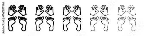 hand and foot icon isolated vector on white background set