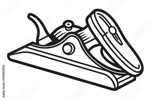 Hand Plane Illustration in Black and White for Woodworking Projects