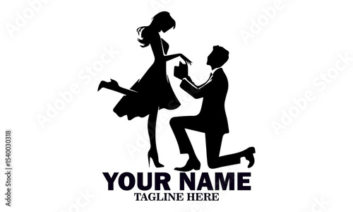 Illustration vector happy valentine's day couple proposing. World kissing day icon, world kissing day vector illustration and logo design