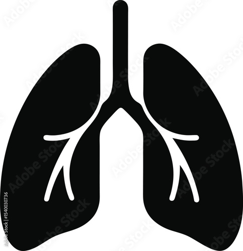 Human lungs silhouette icon  vector illustration on transparent background.