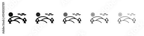 hills icon isolated vector on white background set