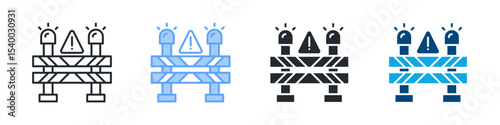 Barrier Icon Set Multiple Style. Design In Outline, Blue, Glyph, Dual Tone