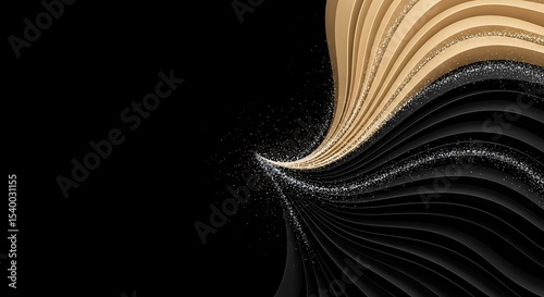 Elegant Abstract Swirl Black and Gold Texture Design,  Luxury Background
