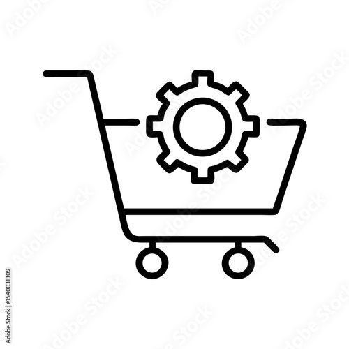 Shopping Cart with Gear Icon Representing E-commerce, System Integration, and Online Shopping Solutions for Blogs, Websites, and Marketing Material  