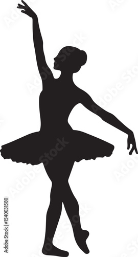 Black silhouette of a graceful woman dancing ballet, capturing her artistic pose and beautiful figure