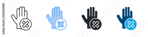 Dont Touch Icon Set Multiple Style. Design In Outline, Blue, Glyph, Dual Tone