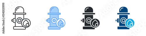 Fire Hydrant Icon Set Multiple Style. Design In Outline, Blue, Glyph, Dual Tone