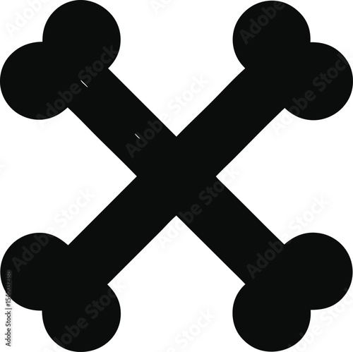 "S" Crossed bones icon, simple black vector, skeletal concept"








