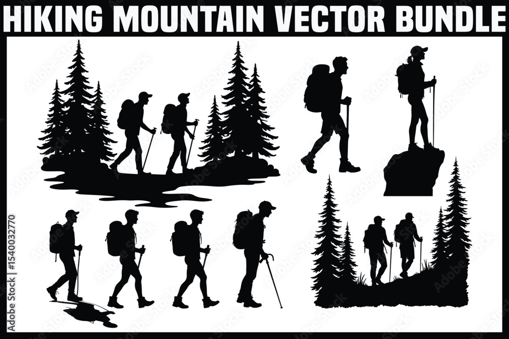 Obraz premium hiking mountain vector bundle