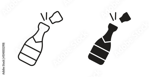 Champagne bottle icon Logos. Flat Vector Icon Design Template