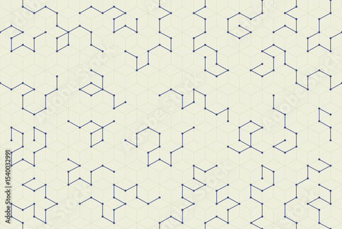 Repeating hexagonal tracery design forming a seamless geometric tech background for digital art