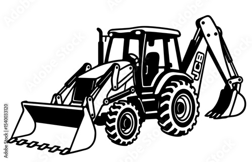 JCB 3DX Backhoe Loader vector illustration