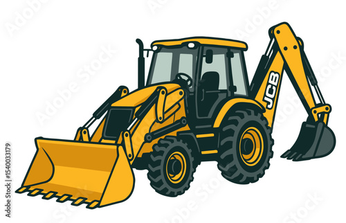 JCB 3DX Backhoe Loader vector illustration