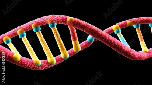 Colorful depiction of DNA helix structure representing genetic information and biology concepts.