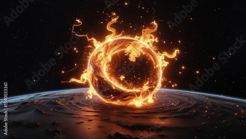 Celestial Inferno — Cosmic Fireball in Deep Space