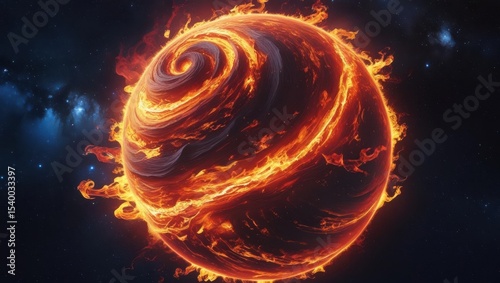 Celestial Inferno — Cosmic Fireball in Deep Space