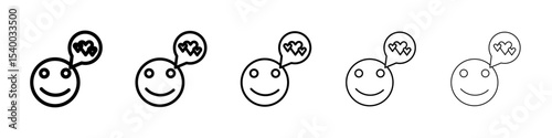 Lady Love Smiley Message icon isolated vector on white background set