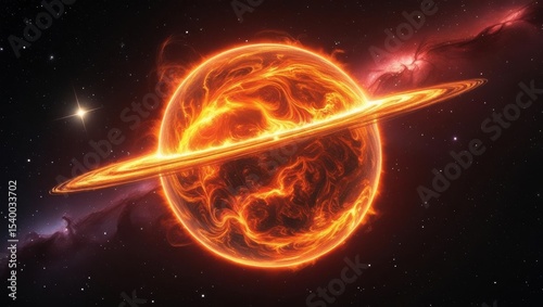 Celestial Inferno — Cosmic Fireball in Deep Space