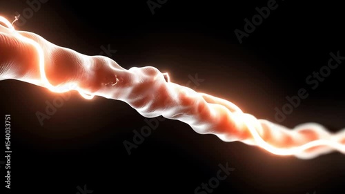 Abstract electric current flowing through a twisted wire, showcasing energy and power in a visually striking manner.