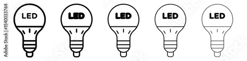 led light bulb icon isolated vector on white background set