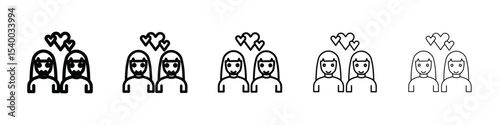lesbian relationship icon isolated vector on white background set