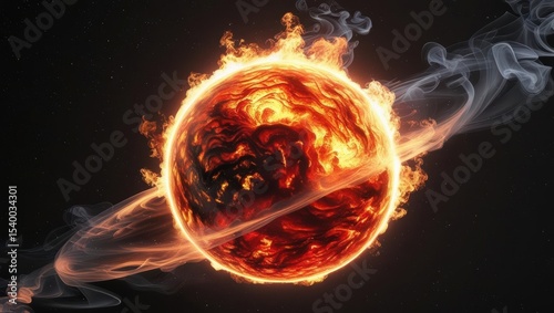Celestial Inferno — Cosmic Fireball in Deep Space