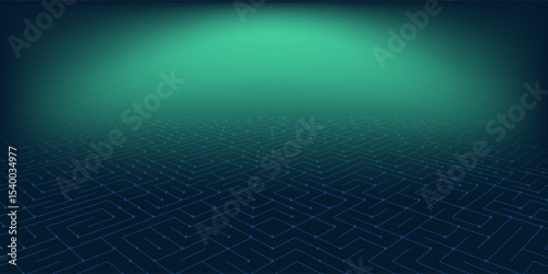 Digital technology banner green blue background concept with technology light effect, abstract tech, innovation future data, internet network, Ai big data, lines dots connection, illustration vector