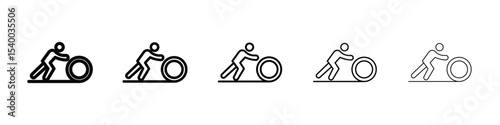 Man rolling carpet mat icon isolated vector on white background set