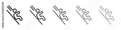 Man slide on slope icon isolated vector on white background set