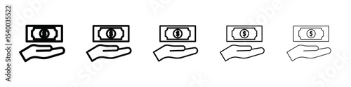 Man take money credit icon isolated vector on white background set