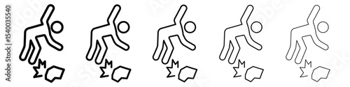 Man tripping icon isolated vector on white background set