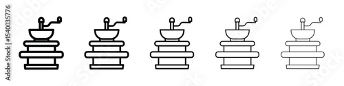 Manual coffee grinder icon isolated vector on white background set