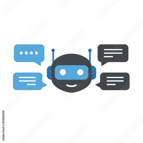 Friendly Chatbot with Multiple Dialogue Bubbles.