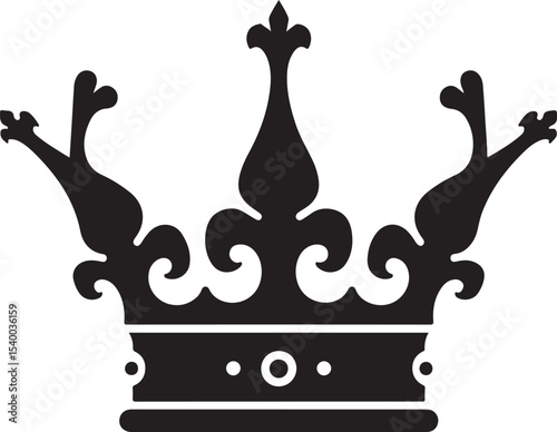 Crown - Black and White silhouettes Isolated Icon 
