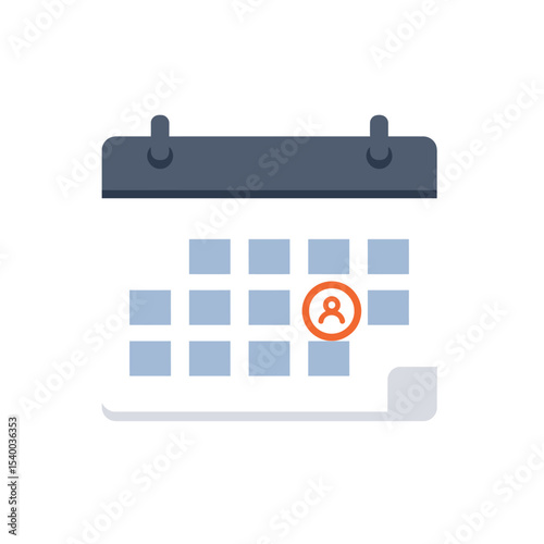 Simple Calendar Icon with Highlighted Appointment.