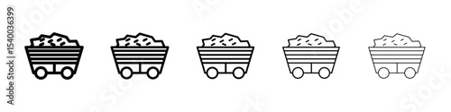 Mining Cart icon isolated vector on white background set