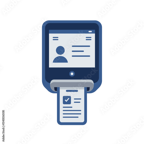Digital Kiosk Displaying Profile Information and Issuing Verification Document.