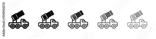 Missile Launcher icon isolated vector on white background set