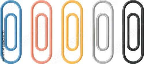 Colorful Paper Clips Row, Office Supplies, Stationery