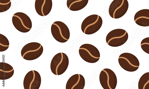 Scattered Coffee Beans Seamless Pattern, Brown and Beige Tones, Simple Design