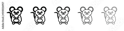 mouse animal icon isolated vector on white background set