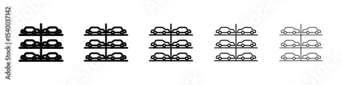 multi storey parking icon isolated vector on white background set