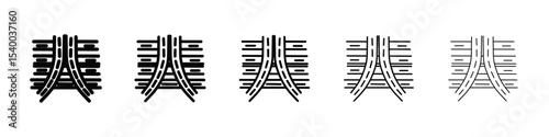 Multi level junction icon isolated vector on white background set