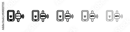 NFC bracelet connected icon isolated vector on white background set