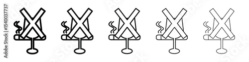 No alcohol and cigarettes icon isolated vector on white background set