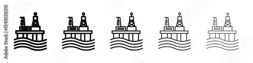 Oil platform icon isolated vector on white background set