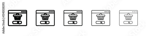 Online fabric shop line icon isolated vector on white background set